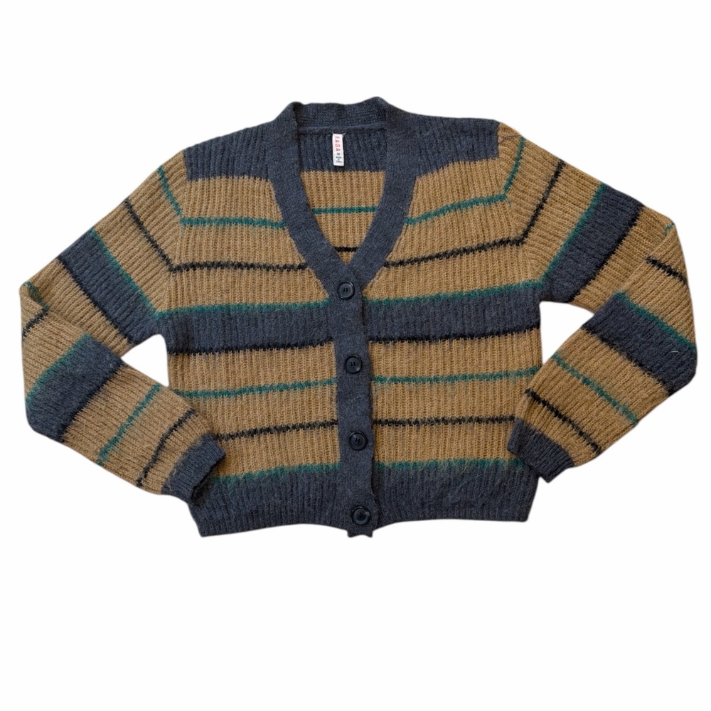 RAGA Multicolor Striped Knit V Neck Cardigan Sweater